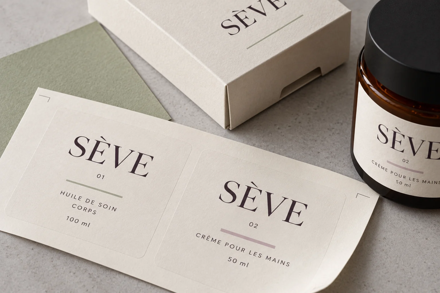 Épreuves d’étiquettes SÈVE et packaging