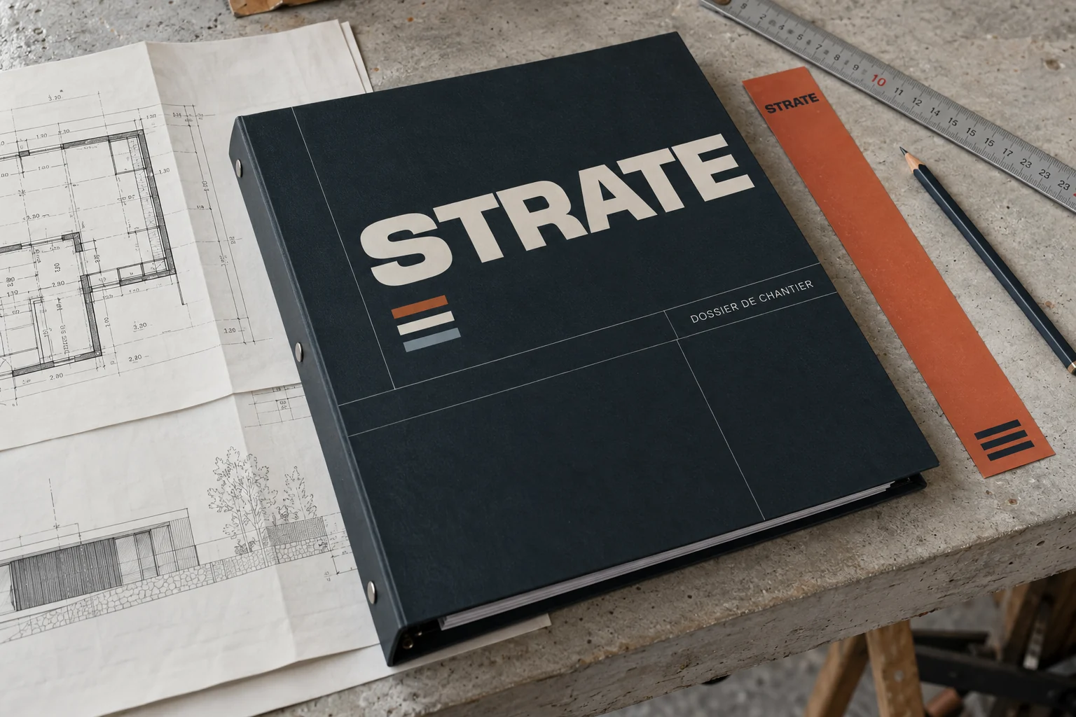 Du brief aux applications : étude de direction artistique STRATE. Mise en scène générée par IA.